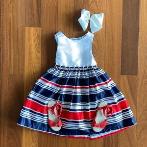Girls red white and blue dress size 6